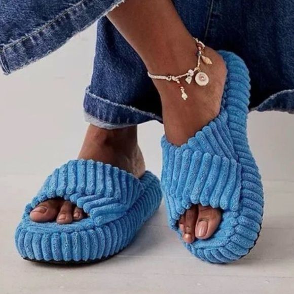 NWOB Free People Two Days in Ibiza Platform Sandals in Cerulean Blue Size 10 - Picture 1 of 16